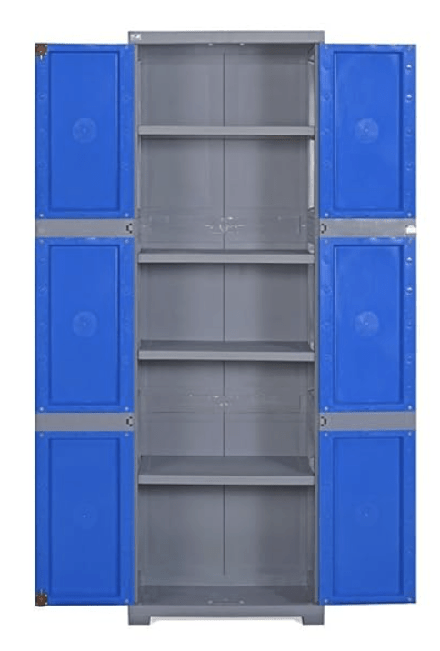 Nilkamal Freedom Mini Large Plastic Storage Cabinet Deep Blue & Grey with 2 Doors - Image 3